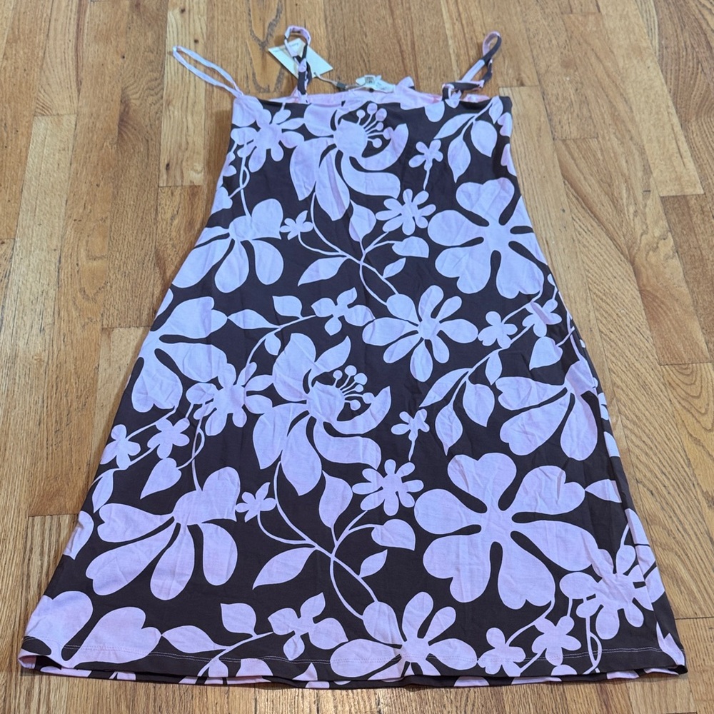 NWT Tommy Bahama Floral Spaghetti Strap Dress in Brown and Pink Womens M - Picture 6 of 6